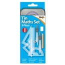 MATHS SET,Geometry Set Metal Tin, 9 Piece, Tiger H/pk