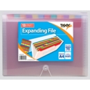 EXPANDING FILE,A4 Clear With 13 Coloured Pockets.