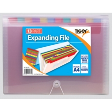 EXPANDING FILE,A4 Clear With 13 Coloured Pockets.