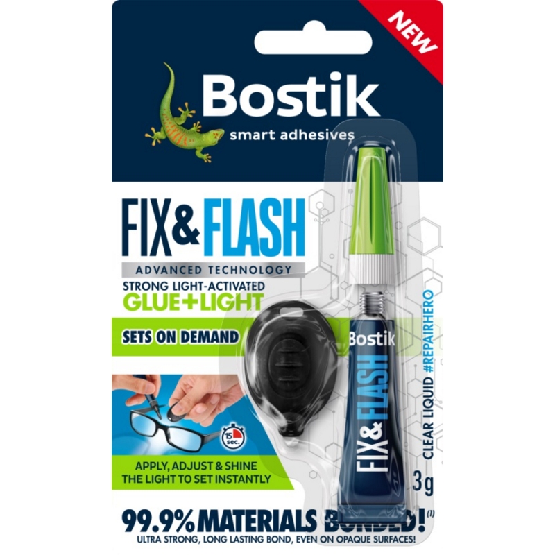BOSTIK FIX & FLASH Light Activated Super Glue 3gm I/cd