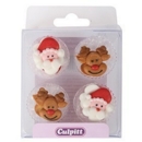 SUGAR DECORATIONS XMAS Santa & Rudolph Asst. 12's