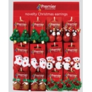 EARRINGS,Christmas Glitter 6 Assorted CDU