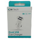 CAR CHARGER,Dual USB White H/pk
