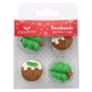SUGAR DECORATIONS XMAS Holly & Pudding 12's