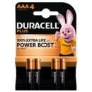 DURACELL PLUS Batteries AAA Power Boost 4's I/cd