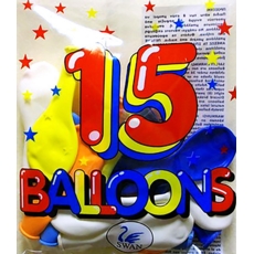BALLOONS, Assorted Shapes 15's H/pk