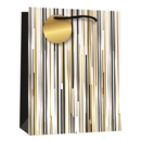 GIFT BAG,Designer Stripes Black & Gold Matt (Medium)