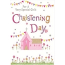 CHRISTENING CARDS,Baby Girl 6's Bunting & Flowers