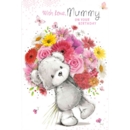 BIRTHDAY CARDS,Mummy 6's Teddy with Flowers