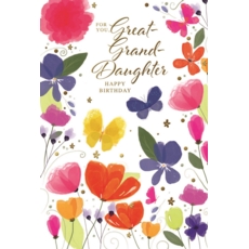 BIRTHDAY CARDS,Great Grand'dtr 6's Floral Butterflies