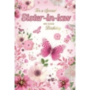 BIRTHDAY CARDS,Sister in Law 6's Floral Butterflies