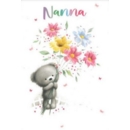 BIRTHDAY CARDS,Nanna 6's Teddy Bear With Flowers