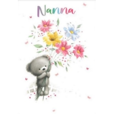 BIRTHDAY CARDS,Nanna 6's Teddy Bear With Flowers