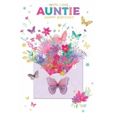 BIRTHDAY CARDS,Auntie 6's Floral Butterflies