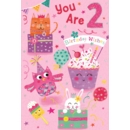 GREETING CARDS,Age 2 Female 6's Cupcakes & Animals