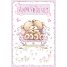 GREETING CARDS,Your Anni.6's Teddies & Hearts