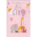 BABY GIRL CONGRATS. CARDS,6's Wild Animals & Balloons