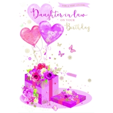 BIRTHDAY CARDS,Daught. in Law 6's Floral Presents & Balloons