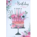 BIRTHDAY CARDS,6's Floral Birthday Cake