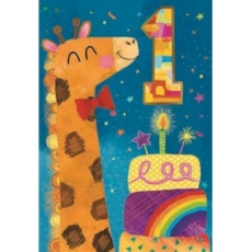 AGE 1 CARDS,Male 6's Giraffe And Cake