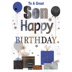 BIRTHDAY CARDS,Son 6's Text & Stars