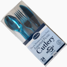 CUTLERY REUSABLE CLEAR 24pc.190mm  Asst. Bxd.