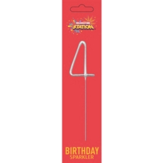 SPARKLER,Numeral 4 H/pk 7in
