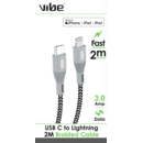 CHARGING & DATA CABLE USB C to Lightning Braided 2m Bxd