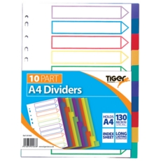 RING BINDER DIVIDERS,A4 10 Part 130 Micron Polypropylene