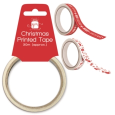 XMAS TAPE, Printed 25mmx30m H/pk