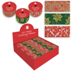 RIBBON,2m Fabric Christmas Designs CDU