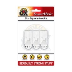 SMART HOOKS,Small Square 3's White Removable I/cd