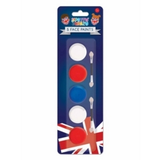 FACE PAINT,MAKE UP, Red, White & Blue 5's Union Jack I/cd