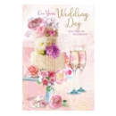 WEDDING DAY CARDS, 6's Floral Wedding Cake design.
