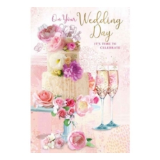 WEDDING DAY CARDS,6's Floral Wedding Cake design.
