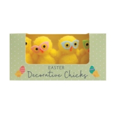 EASTER CHICKS,Chenille Large Funky 4's Yellow 6cm Boxed