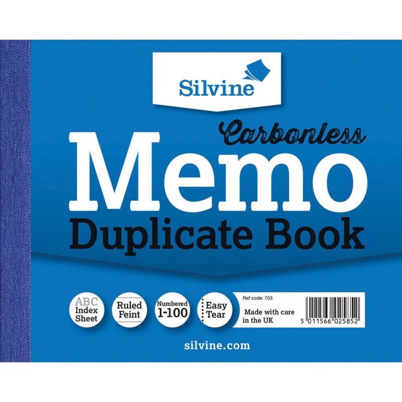 DUPLICATE BOOK,Carbonless 4.1x5/106x125mm (Silvine)