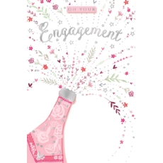 GREETING CARDS,Engagement 6's Floral Popping Bubbly Bottle
