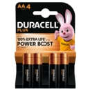 DURACELL PLUS With POWER BOOST Batteries AA 4's I/cd