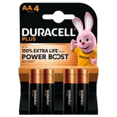 DURACELL PLUS With POWER BOOST Batteries AA 4's I/cd