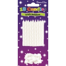 CAKE CANDLES/HOLDERS,White 18's I/cd