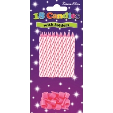 CAKE CANDLES/HOLDERS, Pink/White 12's I/cd