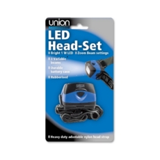 HEAD TORCH, COB LED Head Set 3xAAA Batt Not inc. I/cd