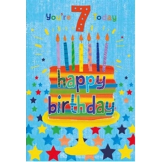 AGE 7 CARDS, 6's Male Cake & Stars