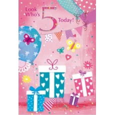 AGE 5 CARDS,Female 6's Presents & Butterflies