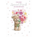 FRIEND CARDS,6's Teddy With Flowers