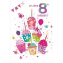 AGE 8 CARDS,Female 6's Cupcakes, Candles & Butterfly