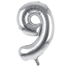 BALLOONS,Number 9 Silver 34" Helium Foil