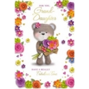 BIRTHDAY CARDS,Granddaughter Teddy Bear & Flowers