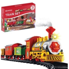 XMAS TRAIN,with 3 Carriages, 330cm of Track 14pc.